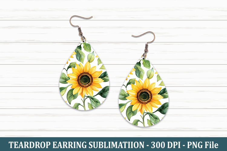 Watercolor Sunflower Teardrop Earring | Teardrop Earring