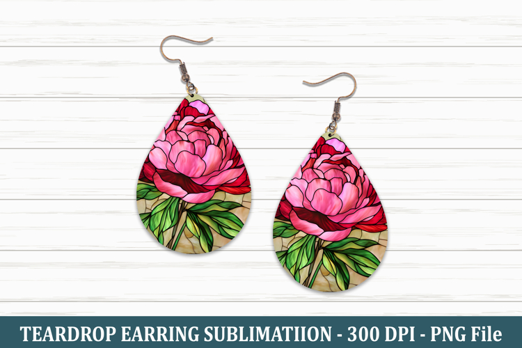 Stained Glass Peony Teardrop Earring | Teardrop Earring