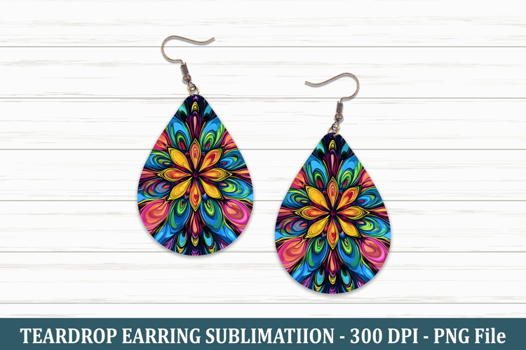 Psychedelic Flower Teardrop Earring | Teardrop Earring