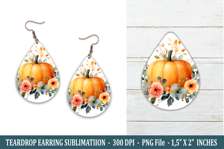 Flower Pumpkin Teardrop Earring | Earring Sublimation