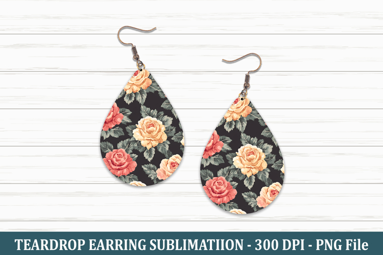 Vintage Rose Flower Teardrop Earring | Teardrop Earring