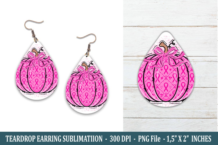 Breast Cancer Pumpkin Teardrop Earring | Earring Sublimation