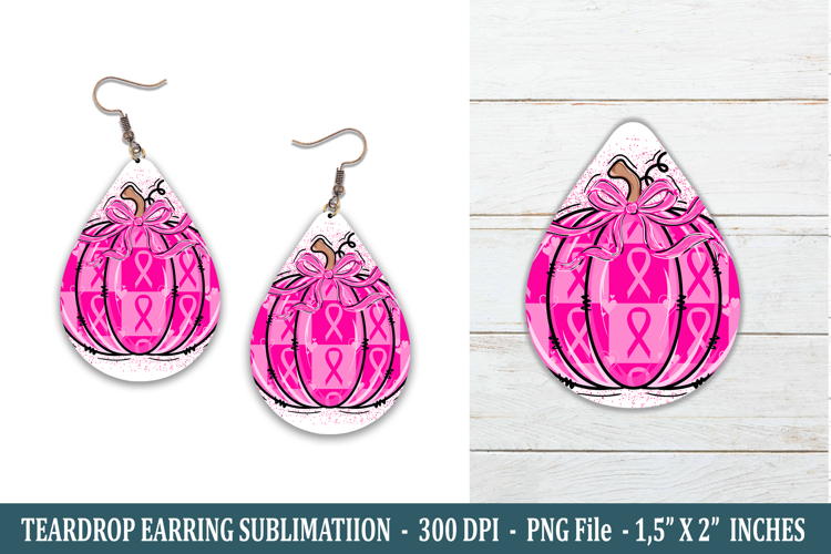 Breast Cancer Pumpkin Teardrop Earring | Earring Sublimation
