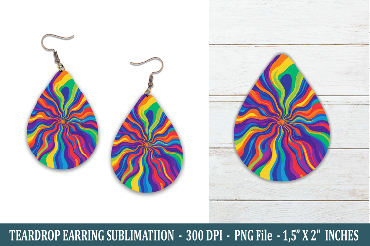 Colorful Psychedelic Teardrop Earring | Earring Sublimation