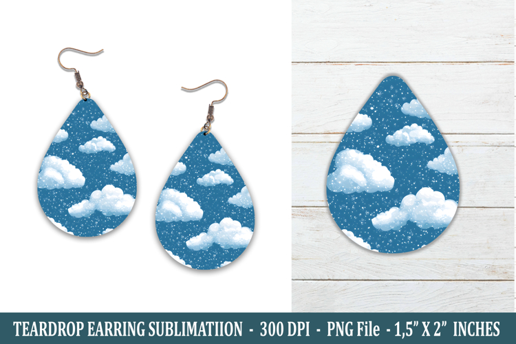 Snowy Clouds Teardrop Earring | Teardrop Earring Sublimation