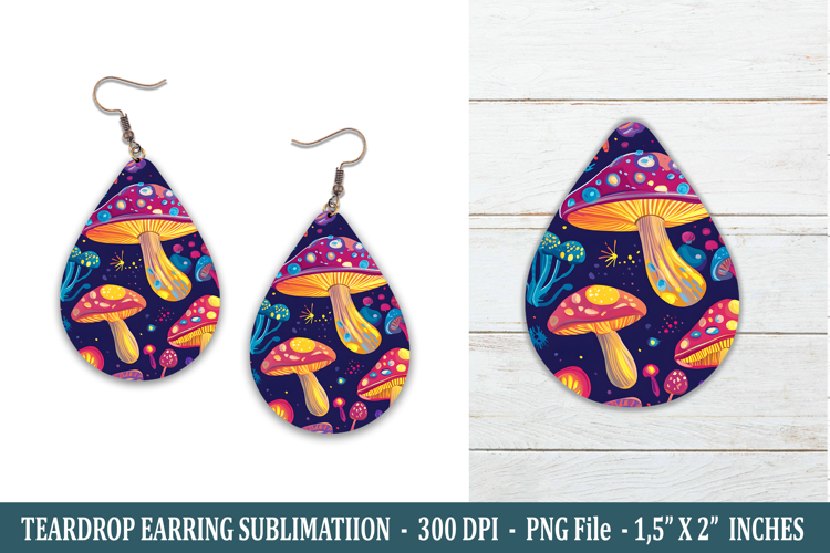 Whimsical Mushroom Teardrop Earring | Earring Sublimation