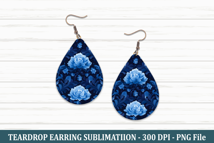 Blue Floral Teardrop Earring | Teardrop Earring