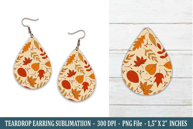 Fall Leaves Teardrop Earring | Earring Sublimation