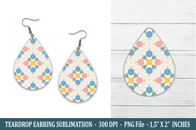 Folk Art Flower Teardrop Earring | Earring Sublimation