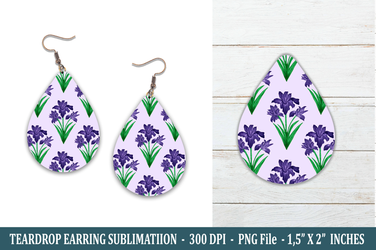 Iris Flower Teardrop Earring | Earring Sublimation