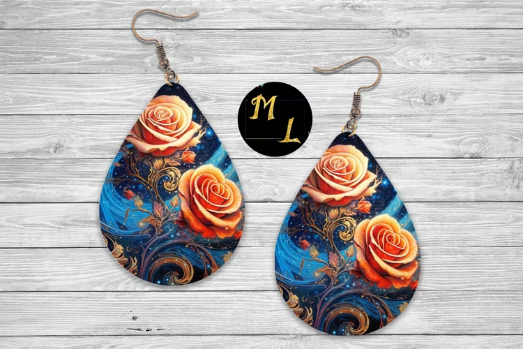 Roses Earrings sublimation,Flowers Earrings sublimation
