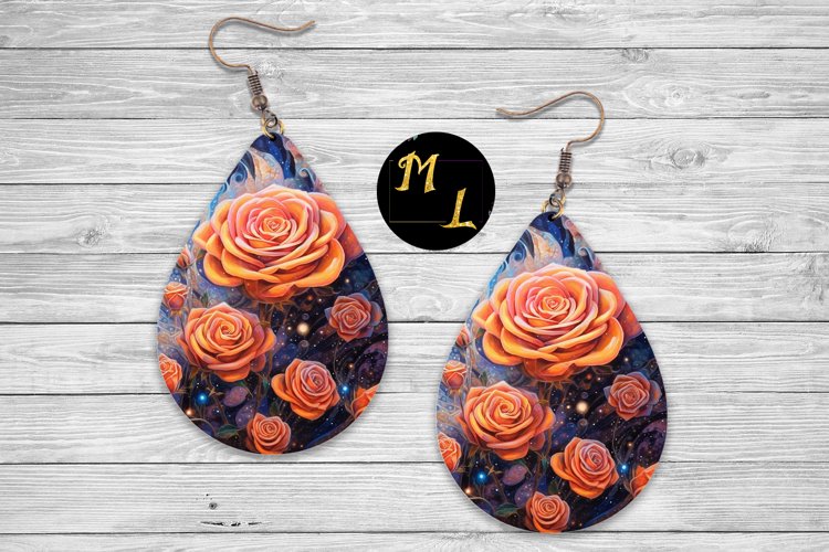 Cosmic Roses Earrings design,Flowers Earrings sublimation