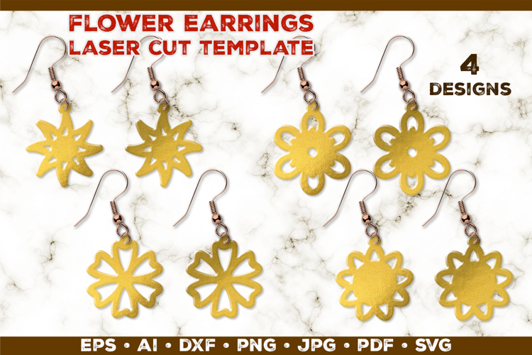 Floral Earrings Laser Cut SVG Template. Laser Cut Earrings