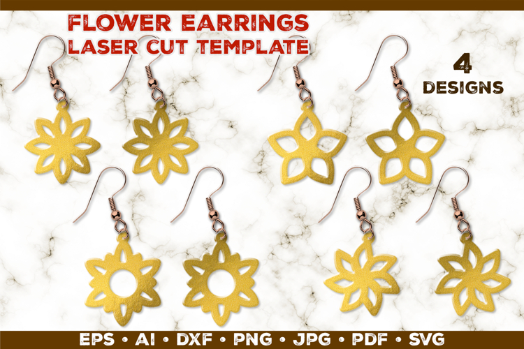 Floral Earrings Laser Cut SVG Template. Laser Cut Earrings
