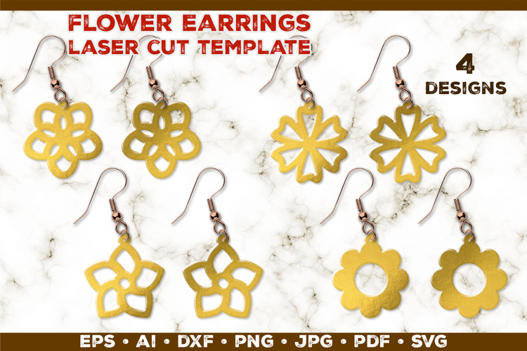 Floral Earrings Laser Cut SVG Template. Laser Cut Earrings