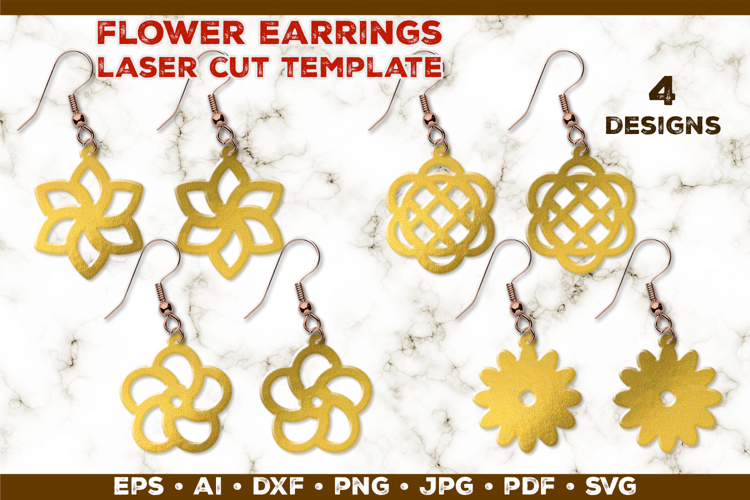 Floral Earrings Laser Cut SVG Template. Laser Cut Earrings