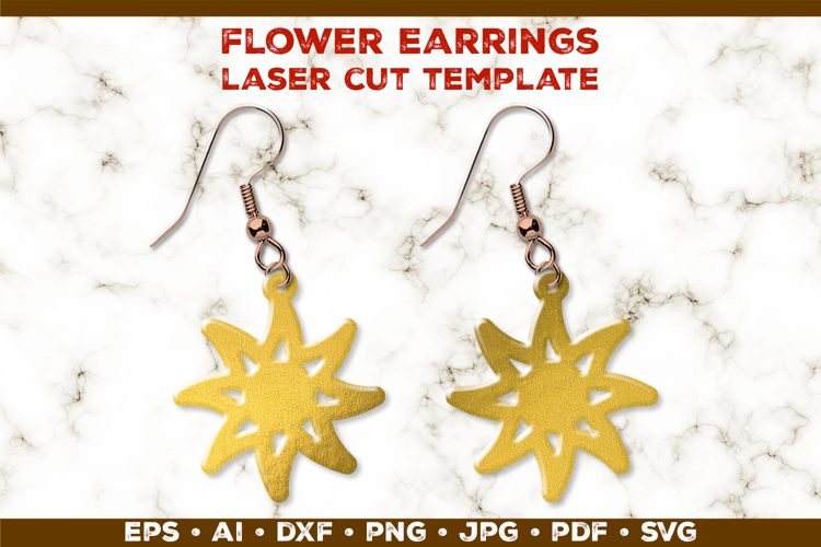 Floral Earrings Laser Cut SVG Template. Laser Cut Earrings