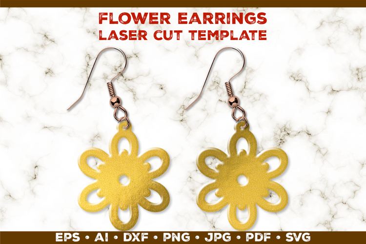 Floral Earrings Laser Cut SVG Template. Laser Cut Earrings