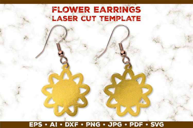 Floral Earrings Laser Cut SVG Template. Laser Cut Earrings