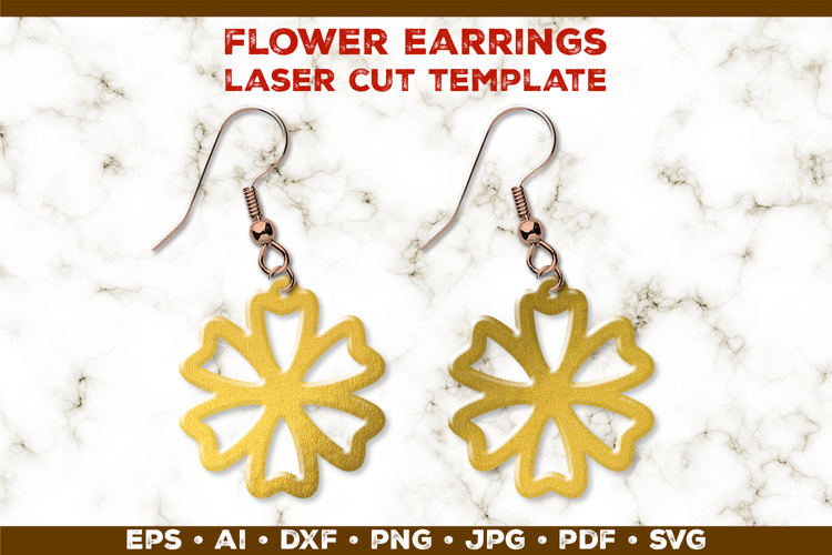 Floral Earrings Laser Cut SVG Template. Laser Cut Earrings