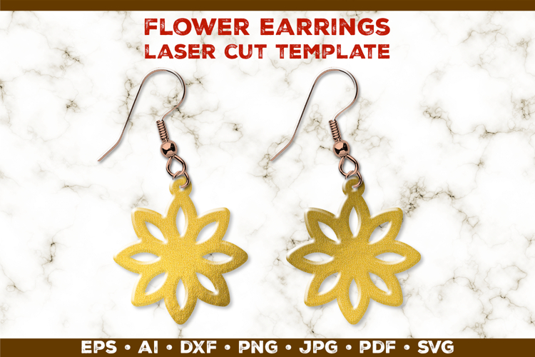 Floral Earrings Laser Cut SVG Template. Laser Cut Earrings