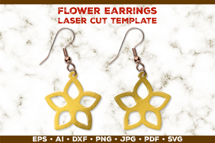 Floral Earrings Laser Cut SVG Template. Laser Cut Earrings