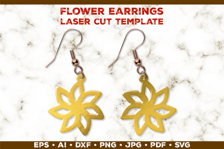 Floral Earrings Laser Cut SVG Template. Laser Cut Earrings