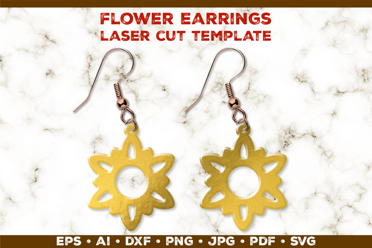 Floral Earrings Laser Cut SVG Template. Laser Cut Earrings