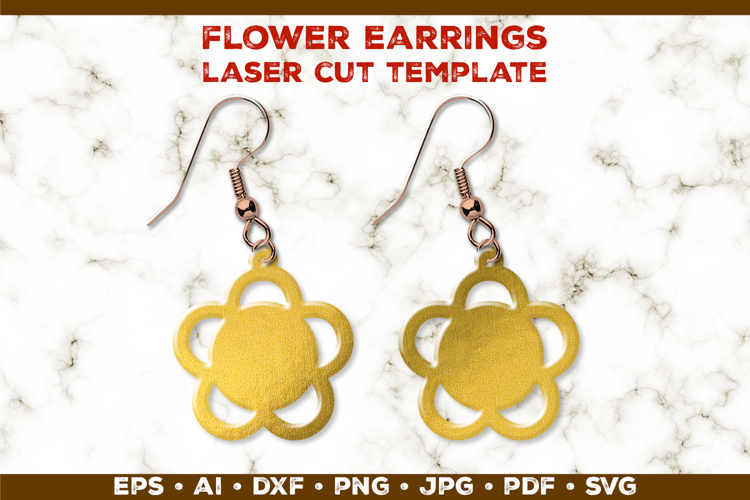 Floral Earrings Laser Cut SVG Template. Laser Cut Earrings