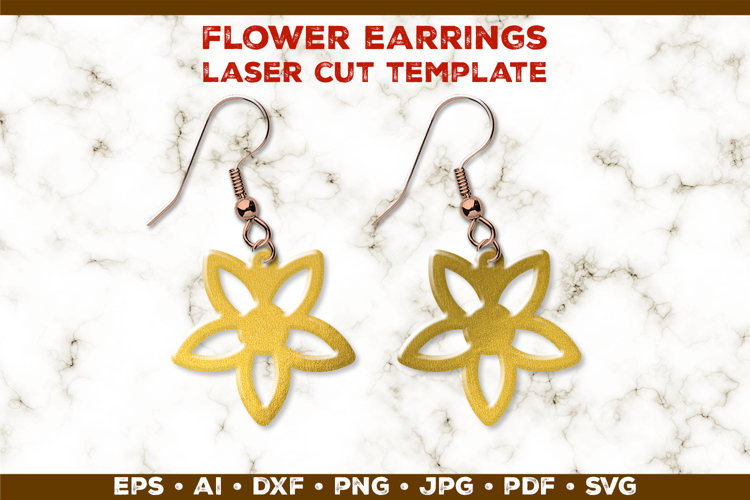 Floral Earrings Laser Cut SVG Template. Laser Cut Earrings