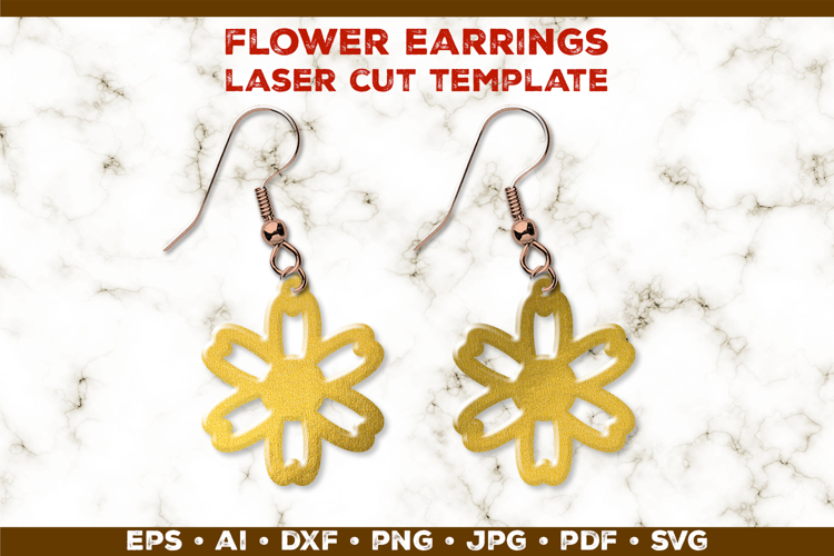 Floral Earrings Laser Cut SVG Template. Laser Cut Earrings