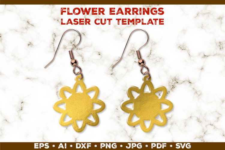 Floral Earrings Laser Cut SVG Template. Laser Cut Earrings