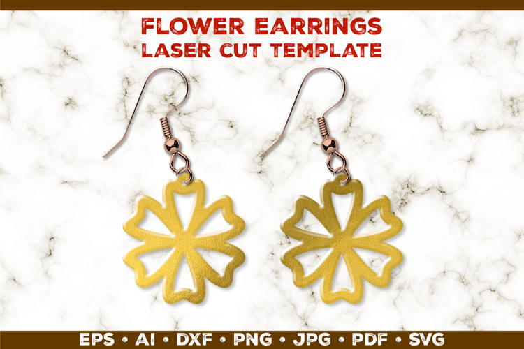 Floral Earrings Laser Cut SVG Template. Laser Cut Earrings