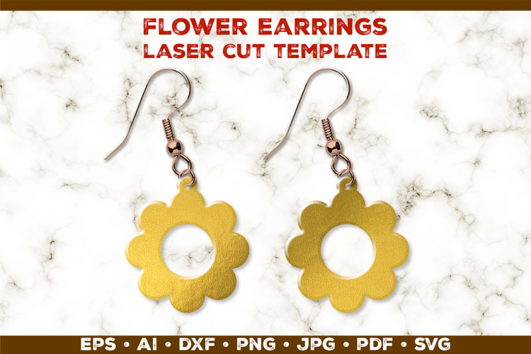 Floral Earrings Laser Cut SVG Template. Laser Cut Earrings