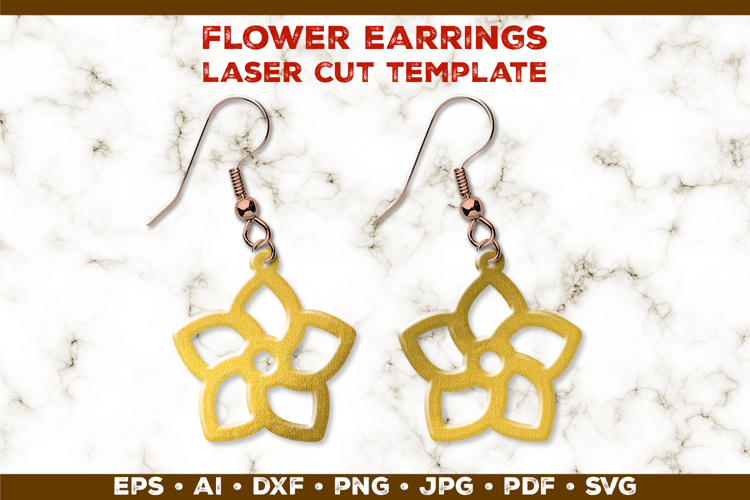 Floral Earrings Laser Cut SVG Template. Laser Cut Earrings