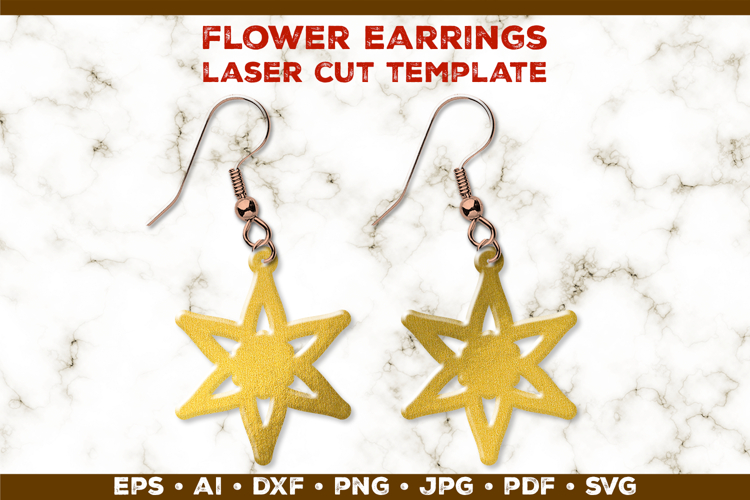 Floral Earrings Laser Cut SVG Template. Laser Cut Earrings