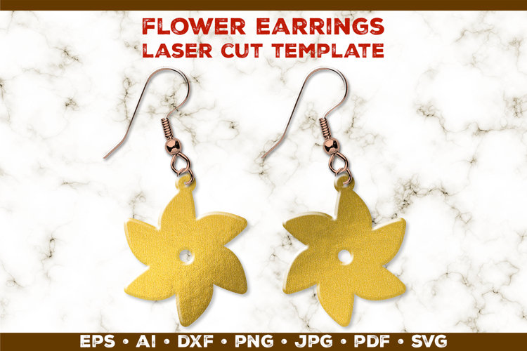 Floral Earrings Laser Cut SVG Template. Laser Cut Earrings