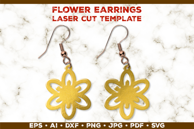 Floral Earrings Laser Cut SVG Template. Laser Cut Earrings