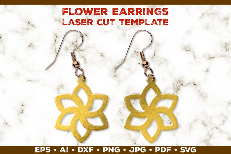 Floral Earrings Laser Cut SVG Template. Laser Cut Earrings