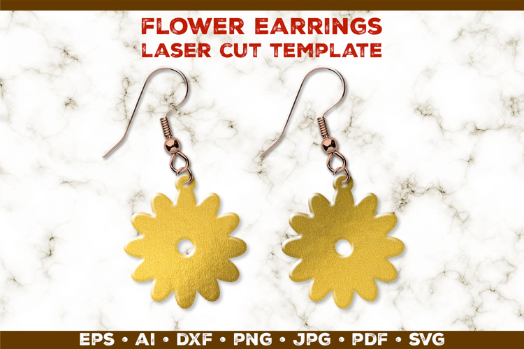 Floral Earrings Laser Cut SVG Template. Laser Cut Earrings