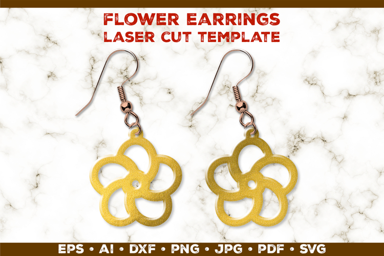 Floral Earrings Laser Cut SVG Template. Laser Cut Earrings