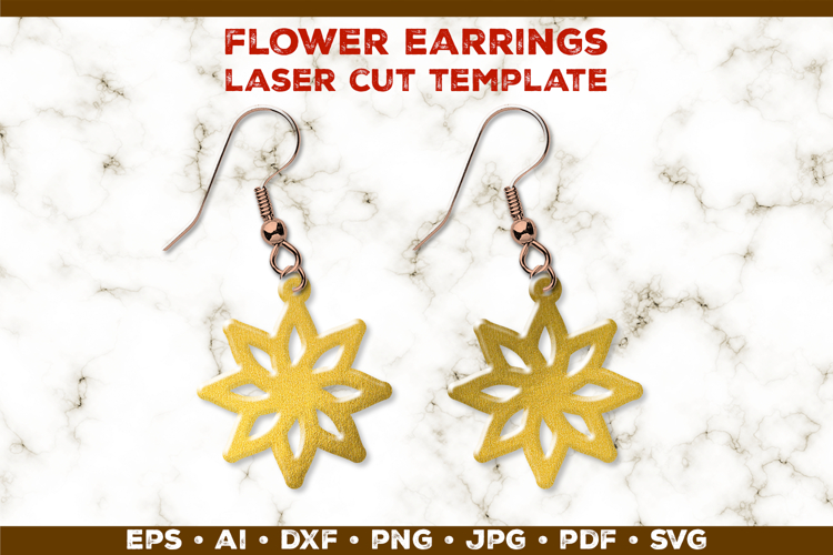 Floral Earrings Laser Cut SVG Template. Laser Cut Earrings