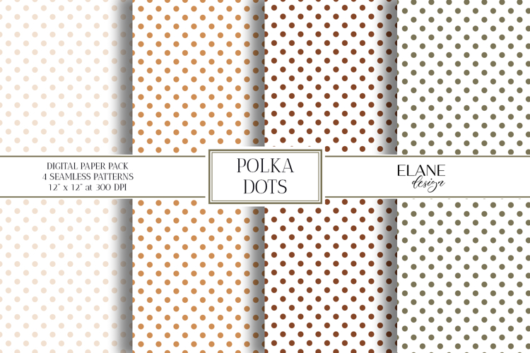 Earth Nature Tones Polka Dots, 4 JPG Seamless Patterns