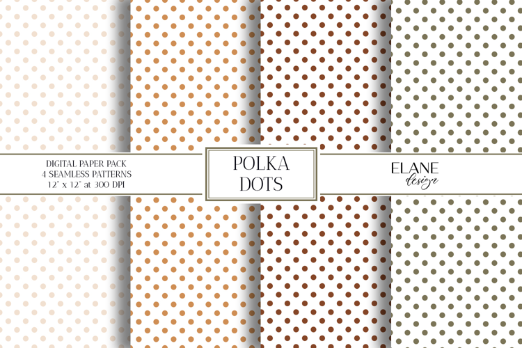 Earth Nature Tones Polka Dots, 4 JPG Seamless Patterns