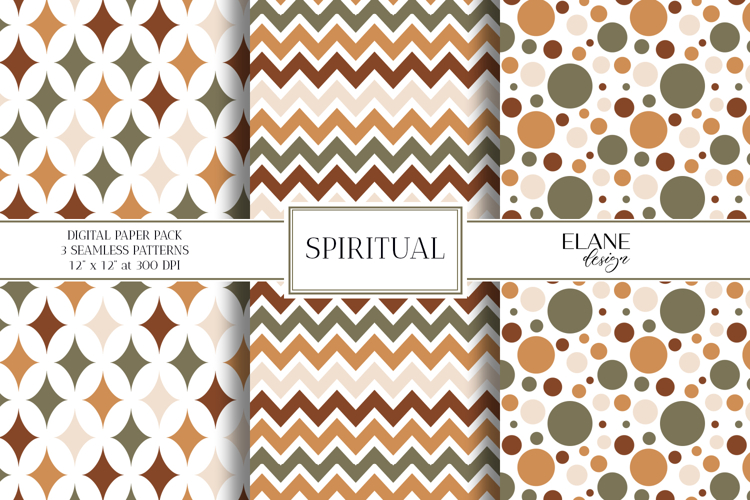 Autumn Digital Paper, Earth Tones Seamless Patterns