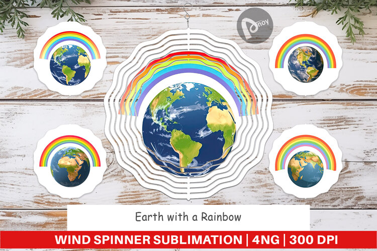 Wind Spinner Earth with a Rainbow example image 1