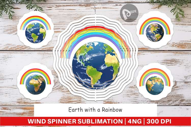 Wind Spinner Earth with a Rainbow