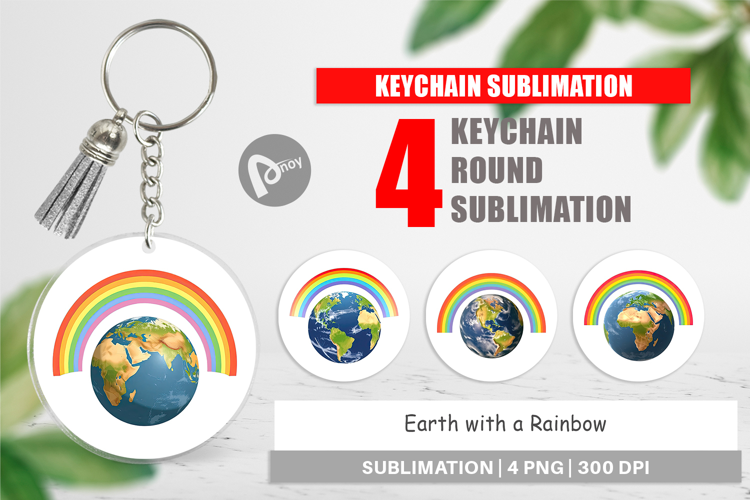 Keychain Earth with a Rainbow