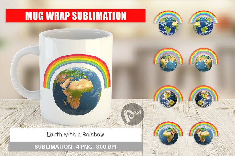 Mug Wrap Earth with a Rainbow example image 1