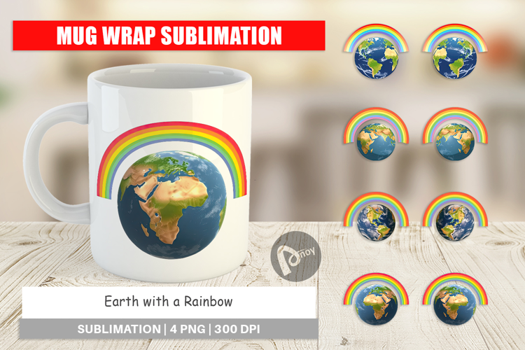 Mug Wrap Earth with a Rainbow